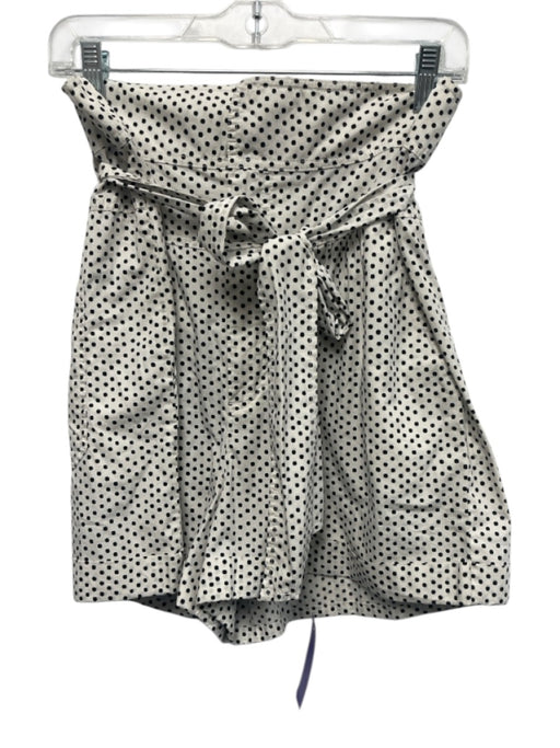 La Vie Size L White & Black Cotton Button & Zip Front Wide Waist Band Shorts White & Black / L