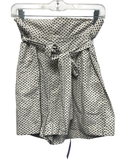 La Vie Size L White & Black Cotton Button & Zip Front Wide Waist Band Shorts White & Black / L