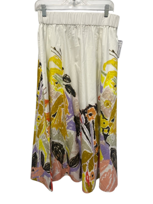 Marie Oliver Size M White, Yellow & Multi Cotton Elastic Waist Skirt Set White, Yellow & Multi / M