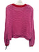 Free People Size S Red & Pink Cotton Crew Neck Knit Long Sleeve Sweater Red & Pink / S