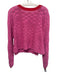 Free People Size S Red & Pink Cotton Crew Neck Knit Long Sleeve Sweater Red & Pink / S