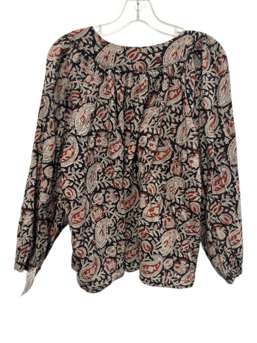 India Collection Emerson Fry Size M Brown, Beige, Orange Cotton 1/4 Button Top Brown, Beige, Orange / M