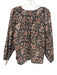 India Collection Emerson Fry Size M Brown, Beige, Orange Cotton 1/4 Button Top Brown, Beige, Orange / M