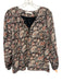 India Collection Emerson Fry Size M Brown, Beige, Orange Cotton 1/4 Button Top Brown, Beige, Orange / M