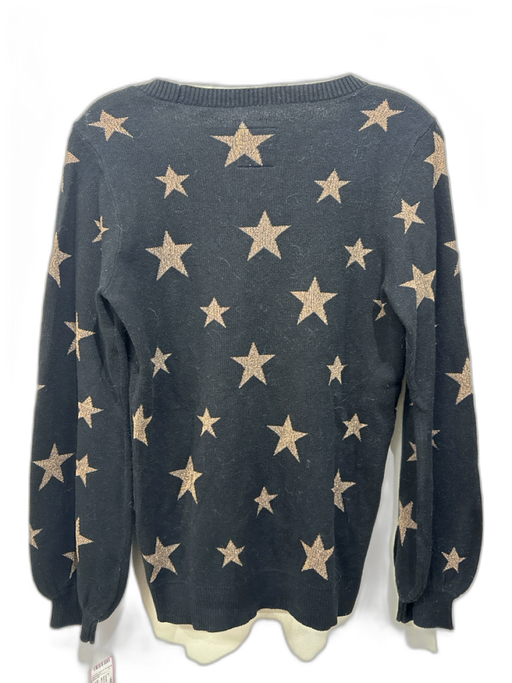 Chasor Size M Black & Gold Cotton Blend Crew Neck stars Sweater Black & Gold / M