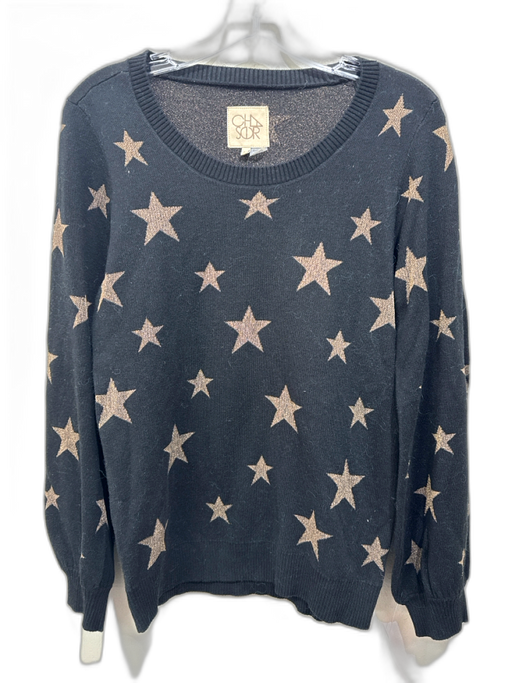 Chasor Size M Black & Gold Cotton Blend Crew Neck stars Sweater Black & Gold / M