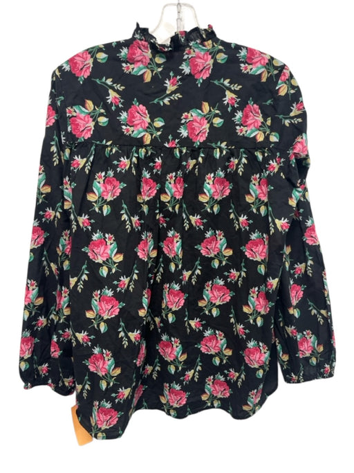 Mille Resort & Travel Size L Black, Pink, Green Cotton Long Sleeve Buttons Top Black, Pink, Green / L