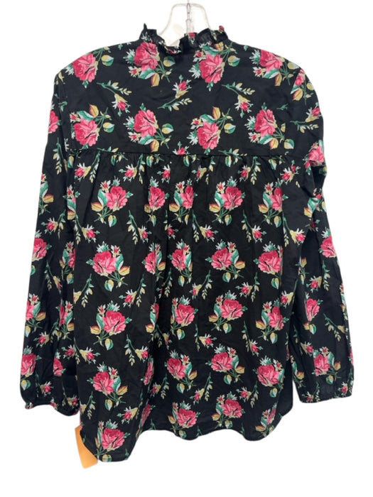Mille Resort & Travel Size L Black, Pink, Green Cotton Long Sleeve Buttons Top Black, Pink, Green / L