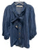Marie Oliver Size M Medium Wash Cotton Puff 3/4 Sleeve Buttons Neck Tie Top Medium Wash / M