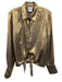 Finley Size M Gold Metallic Long Sleeve Buttons Front Tie Top Gold / M
