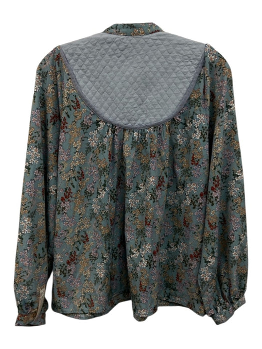 The Shirt Rochelle Behrens Size M Light Blue, Green, Cream Polyester Buttons Top Light Blue, Green, Cream / M