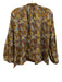 Olivia James Size S Brown, Yellow, Blue Cotton Puff 3/4 Sleeve Floral Print Top Brown, Yellow, Blue / S