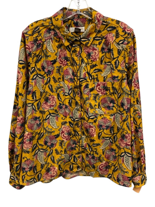 Pilcro Size M Yellow, Pink, Blue Cotton Micro Corduroy Long Sleeve Top Yellow, Pink, Blue / M