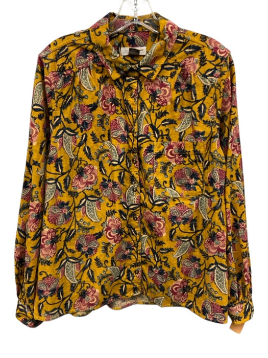 Pilcro Size M Yellow, Pink, Blue Cotton Micro Corduroy Long Sleeve Top Yellow, Pink, Blue / M