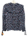Sea New York Size M Navy Blue & Pink Cotton Seersucker Floral Print Top Navy Blue & Pink / M