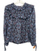 Sea New York Size M Navy Blue & Pink Cotton Seersucker Floral Print Top Navy Blue & Pink / M