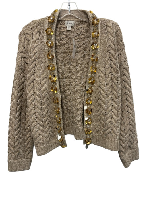Maeve Size One Size Light Brown & Gold Acrylic Long Sleeve Sequin Cardigan Light Brown & Gold / One Size