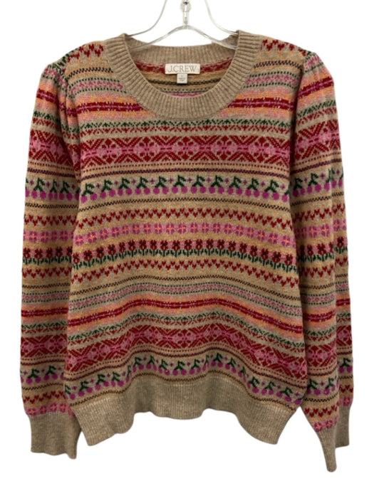 J Crew Size L Beige, Red, Pink Polyamide & Wool Long Sleeve Ribbed edges Sweater Beige, Red, Pink / L