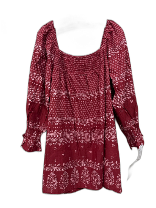 Mille Resort & Travel Size M Raspberry Red Cotton Long Sleeve Spotted Dress Raspberry Red / M