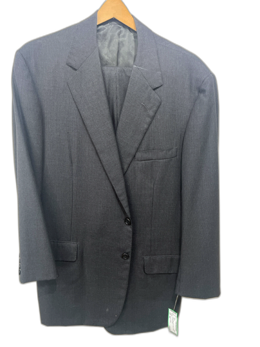 Oxxford Clothes Gray & White Wool Striped 2 Button Men's Blazer Gray & White / 46L