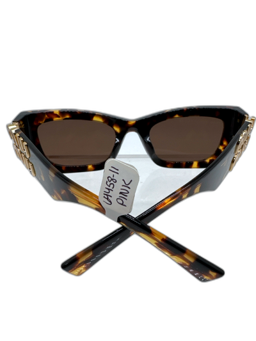 Miu Miu Brown & Gold Acetate Gold Tone Hardware Tortoiseshell Logo Sunglasses Brown & Gold