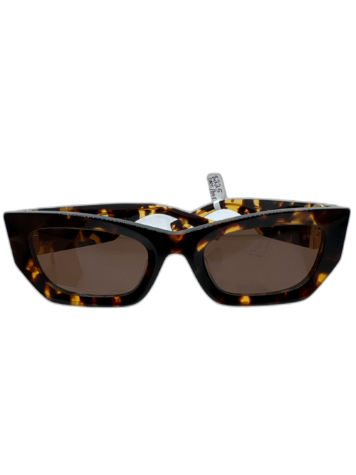 Miu Miu Brown & Gold Acetate Gold Tone Hardware Tortoiseshell Logo Sunglasses Brown & Gold
