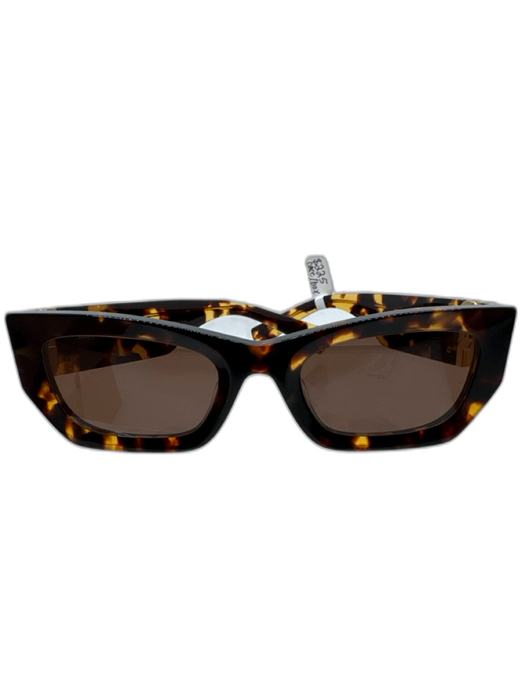 Miu Miu Brown & Gold Acetate Gold Tone Hardware Tortoiseshell Logo Sunglasses Brown & Gold
