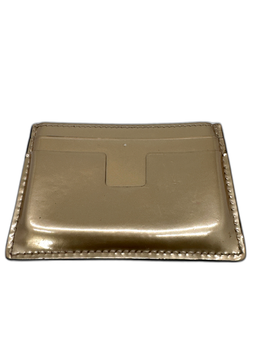 Tom Ford Gold Calf Leather Metallic Multi Pockets embossed logo Wallets Gold