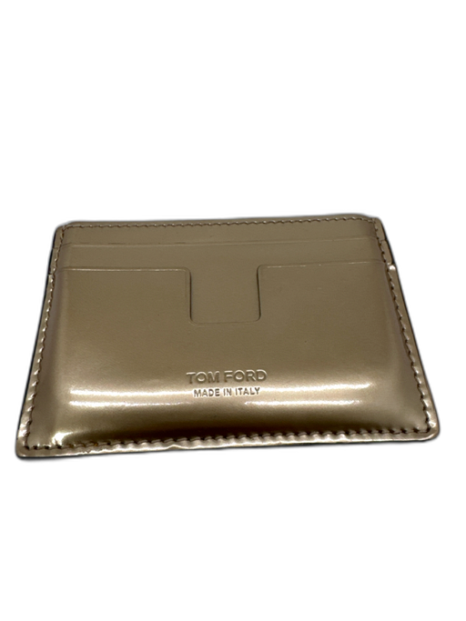 Tom Ford Gold Calf Leather Metallic Multi Pockets embossed logo Wallets Gold