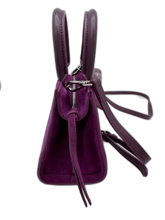 Brandon Blackwood Purple Suede Top Handle Top Zip Crossbody Strap Bag Purple / S