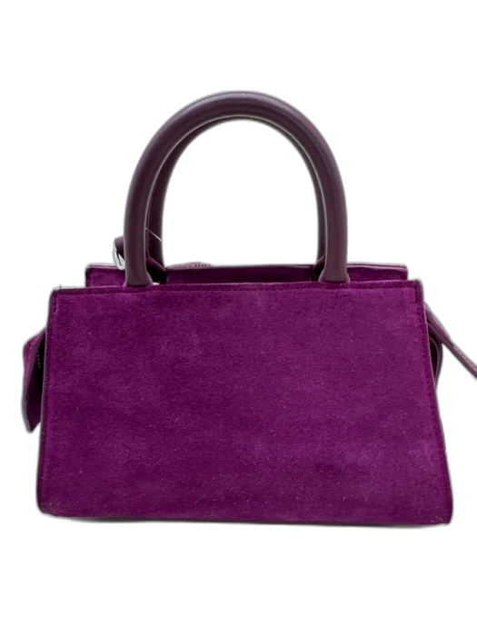 Brandon Blackwood Purple Suede Top Handle Top Zip Crossbody Strap Bag Purple / S