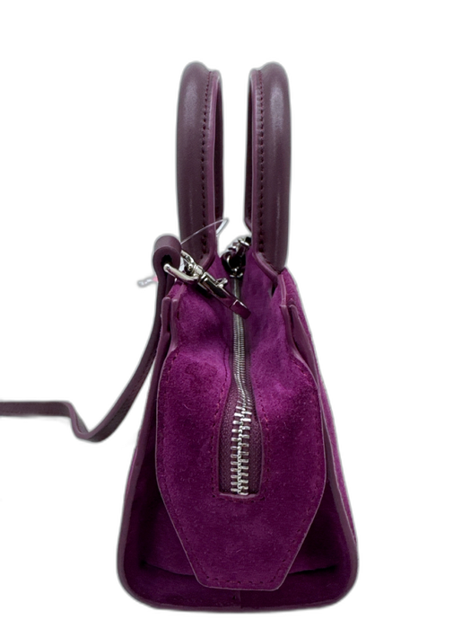 Brandon Blackwood Purple Suede Top Handle Top Zip Crossbody Strap Bag Purple / S