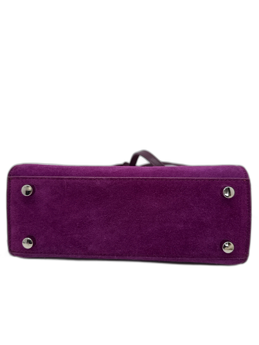 Brandon Blackwood Purple Suede Top Handle Top Zip Crossbody Strap Bag Purple / S