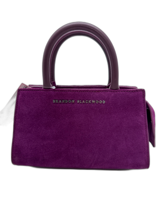 Brandon Blackwood Purple Suede Top Handle Top Zip Crossbody Strap Bag Purple / S