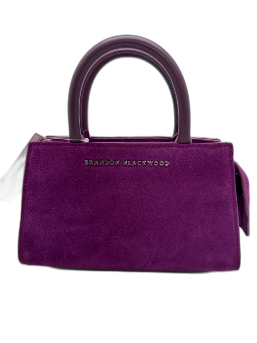 Brandon Blackwood Purple Suede Top Handle Top Zip Crossbody Strap Bag Purple / S