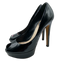 Christian Dior Shoe Size 38 Black Patent Leather Peep Toe Platform Pumps Black / 38