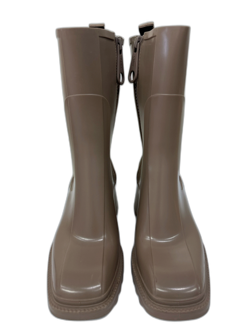 Chloe Shoe Size 38 Taupe Brown Rubber Side Zip Mid Calf Lug Sole Rain Boots Taupe Brown / 38