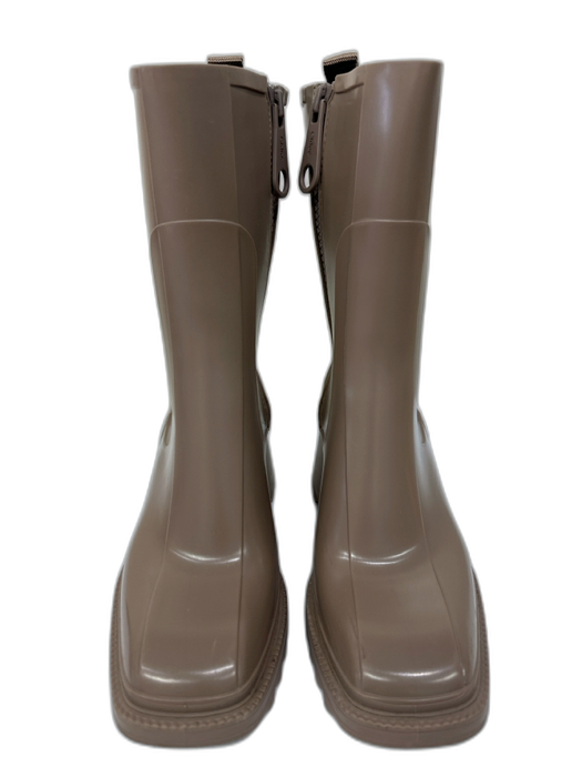 Chloe Shoe Size 38 Taupe Brown Rubber Side Zip Mid Calf Lug Sole Rain Boots Taupe Brown / 38