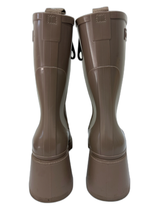 Chloe Shoe Size 38 Taupe Brown Rubber Side Zip Mid Calf Lug Sole Rain Boots Taupe Brown / 38