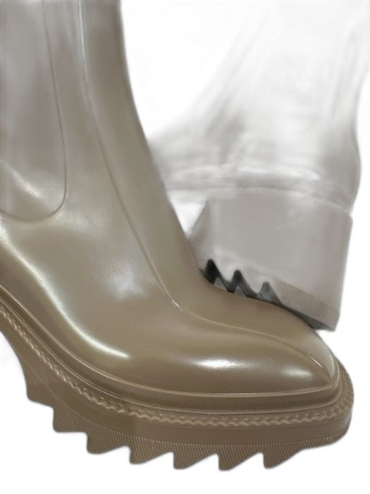 Chloe Shoe Size 38 Taupe Brown Rubber Side Zip Mid Calf Lug Sole Rain Boots Taupe Brown / 38