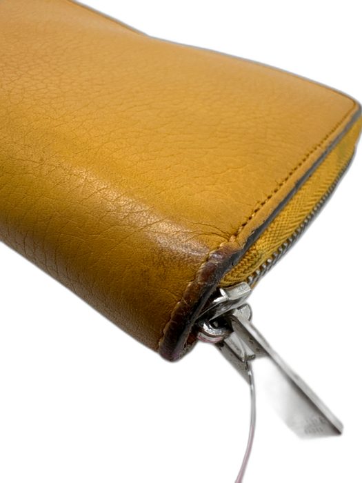 Celine Yellow Leather Bi- Fold Zip Continental Wallets Yellow