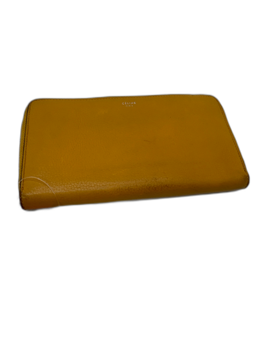 Celine Yellow Leather Bi- Fold Zip Continental Wallets Yellow