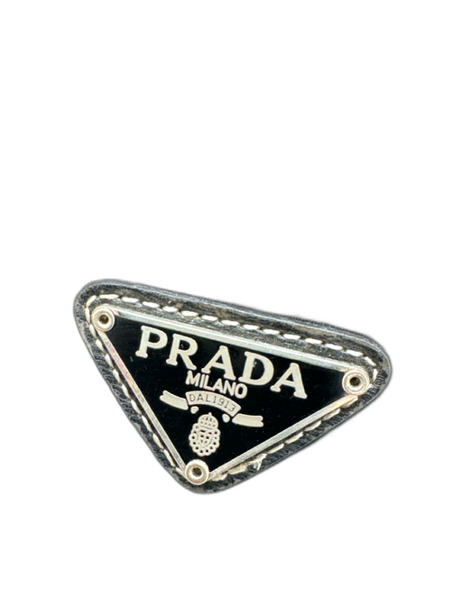 Prada Black Nylon & Leather silver tone hardware Zip Close Shoulder Bag Black / S