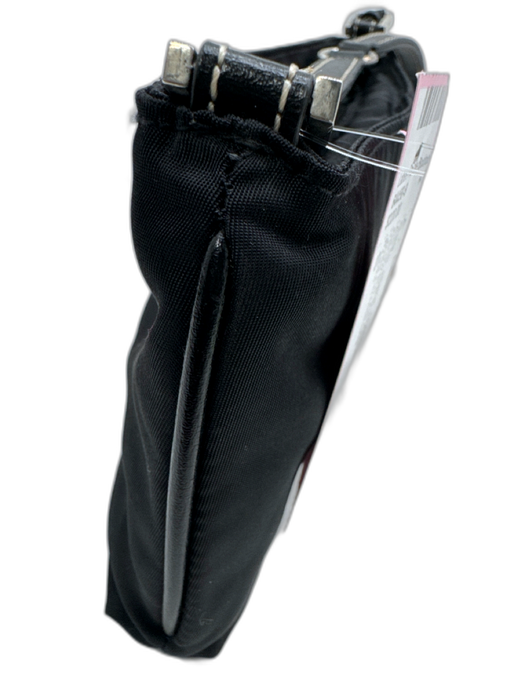 Prada Black Nylon & Leather silver tone hardware Zip Close Shoulder Bag Black / S