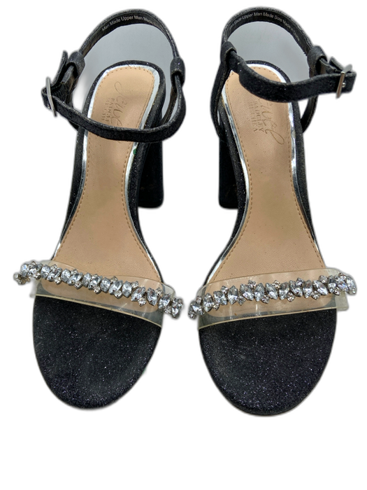 Jewel Badgley Mischka Shoe Size 5.5 Black & Clear leather sole Glitter Sandals Black & Clear / 5.5