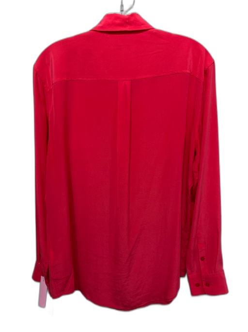Equipment Femme Size Medium Hot Coral Silk Button Down Collar Long Sleeve Top Hot Coral / Medium
