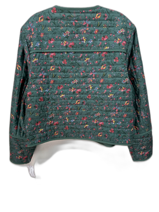 Hill House Size Medium Green & Multi Cotton Quilted Floral Hook & Eye Jacket Green & Multi / Medium
