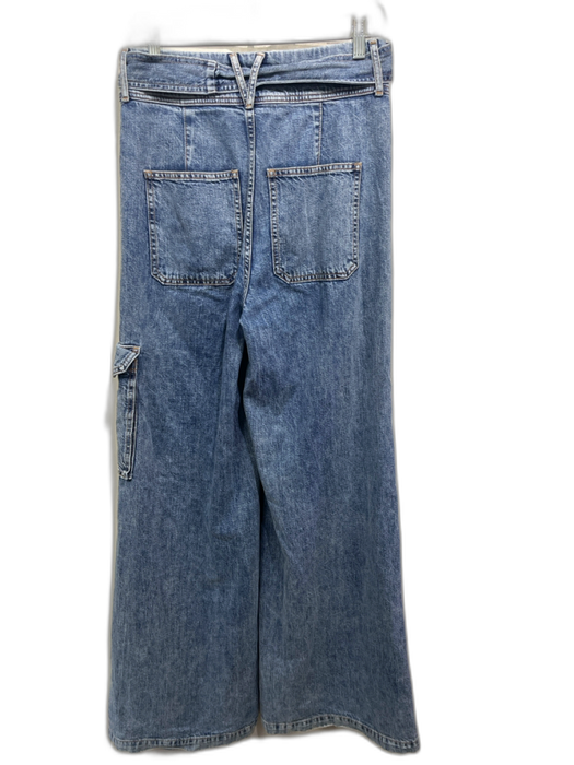 Veronica Beard Jeans Size 27 Light Wash Cotton Wide Leg Cargo Pockets Jeans Light Wash / 27
