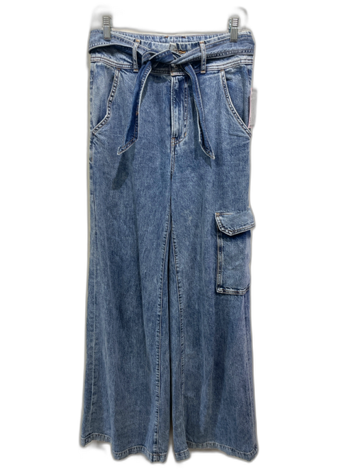 Veronica Beard Jeans Size 27 Light Wash Cotton Wide Leg Cargo Pockets Jeans Light Wash / 27