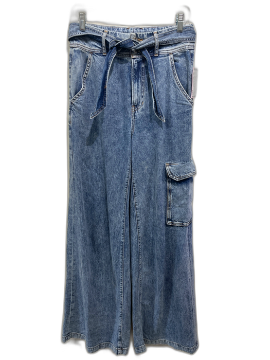 Veronica Beard Jeans Size 27 Light Wash Cotton Wide Leg Cargo Pockets Jeans Light Wash / 27